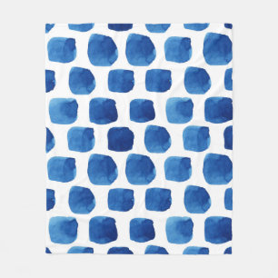 Blaue Quadrate, Wasserfarbe nahtloses Muster. Fleecedecke