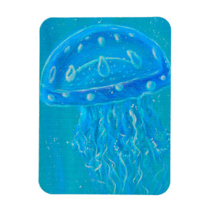 Blaue Qualle Malerei Magnet