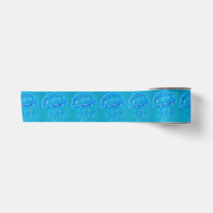 Blaue Qualle Malerei Satinband