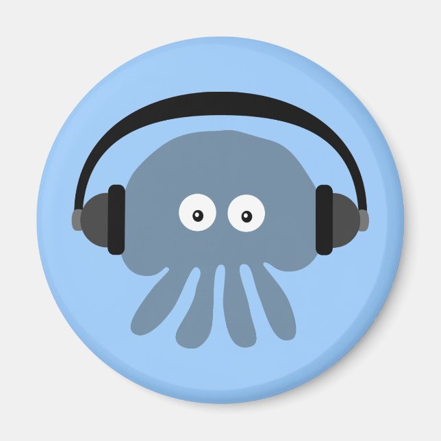 Blaue Qualle mit Kopfhörermagnet Magnet (Vorne)