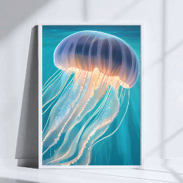 Blaue Qualle | Ozean Tier Malerei Kunst Poster