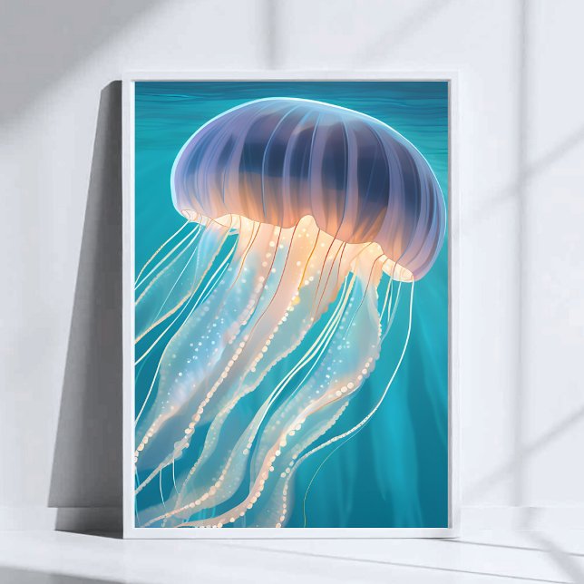 Blaue Qualle | Ozean Tier Malerei Kunst Poster (Von Creator hochgeladen)