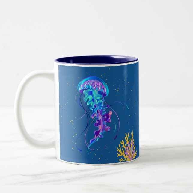 Blaue Qualle Zweifarbige Tasse (Links)