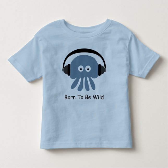 Blaue Quallen DJ geboren, wilder T - Shirt zu sein (Vorderseite)
