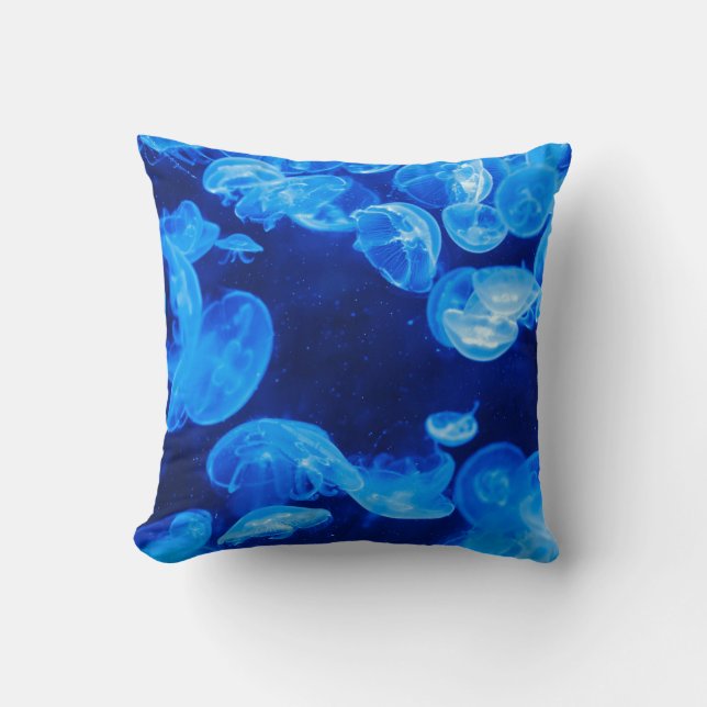 Blaue Quallen Kissen (Vorderseite)