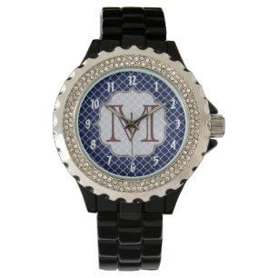 Blaue Quarterfolie Latti Monogram Armbanduhr