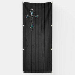 blaue quere schwarze Plankenraumkirche Banner