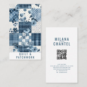 Blaue Quilt-Patchwork-Handmade-Kleidung Visitenkarte