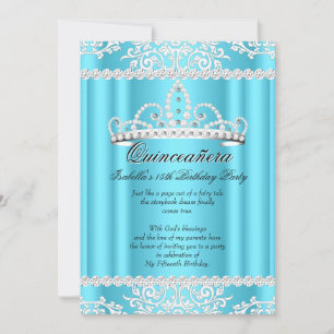 Blaue Quinceanera 15. Geburtstags-Tiara 2 Einladung