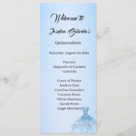 Blaue Quinceanera-Doppelprogrammkarte Programm