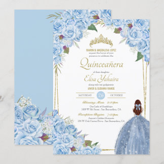 Blaue Quinceanera Rose Piazza della Riforma Einladung