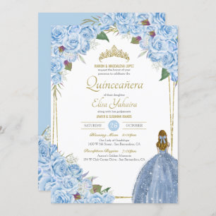 Blaue Quinceanera Rose Piazza della Riforma Einladung