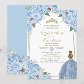 Blaue Quinceanera Rose Piazza della Riforma Einladung