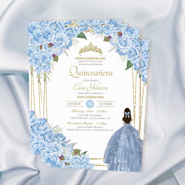 Blaue Quinceanera Rose Piazza della Riforma Einladung (Von Creator hochgeladen)