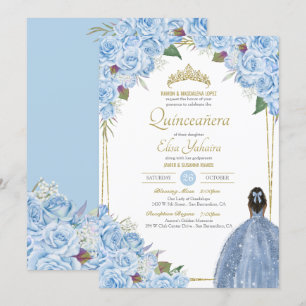 Blaue Quinceanera Rose Piazza della Riforma Einladung