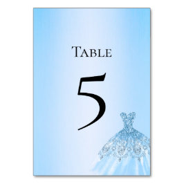 Blaue Quinceanera-Tischnummernkarte Tischnummer
