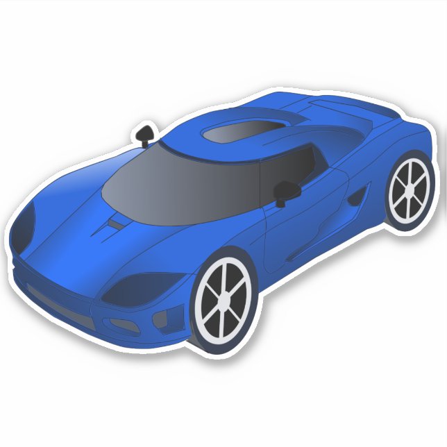 Blaue Race Car Contour Aufkleber (Vorderseite)