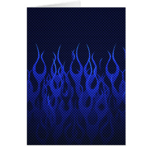 Blaue Racing Flammen auf Carbon Fibre Print
