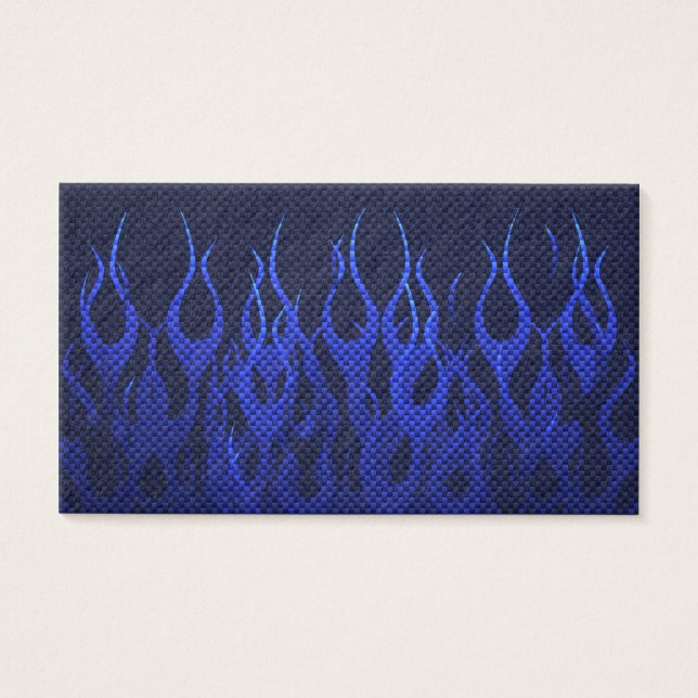 Blaue Racing Flammen auf Carbon Fibre Print (Vorderseite)