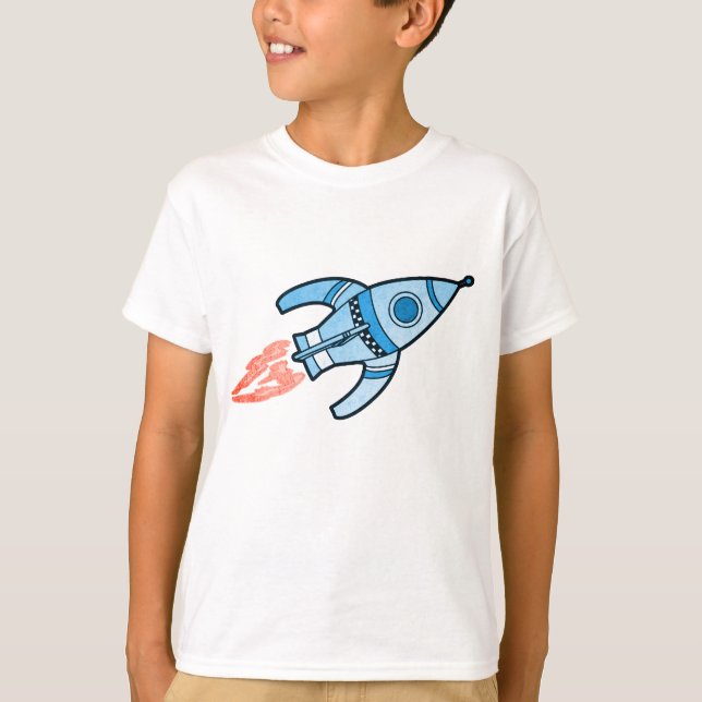 Blaue Raketenwerfer, weißer T - Shirt (Vorderseite)