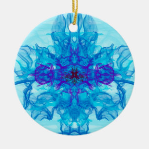 BLAUE RAUCHEN - Fraktal Art - Keramik Ornament