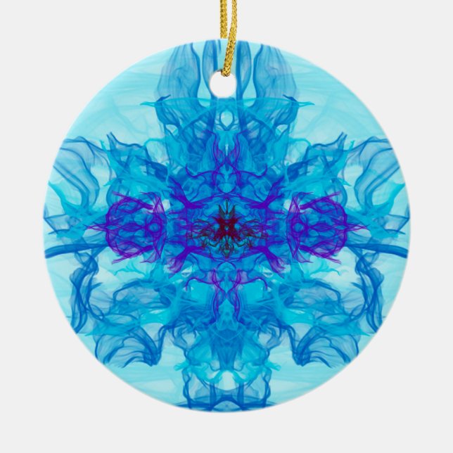 BLAUE RAUCHEN - Fraktal Art - Keramik Ornament (Vorne)