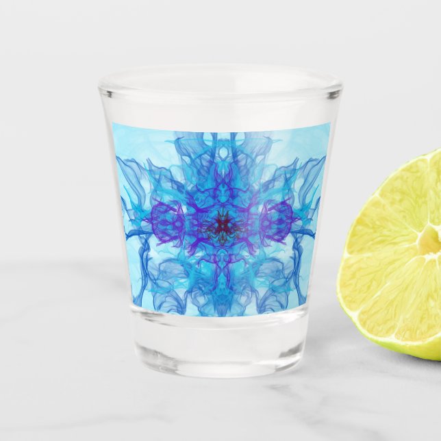 BLAUE RAUCHEN - Fraktal Art - Schnapsglas (Vorderseite)