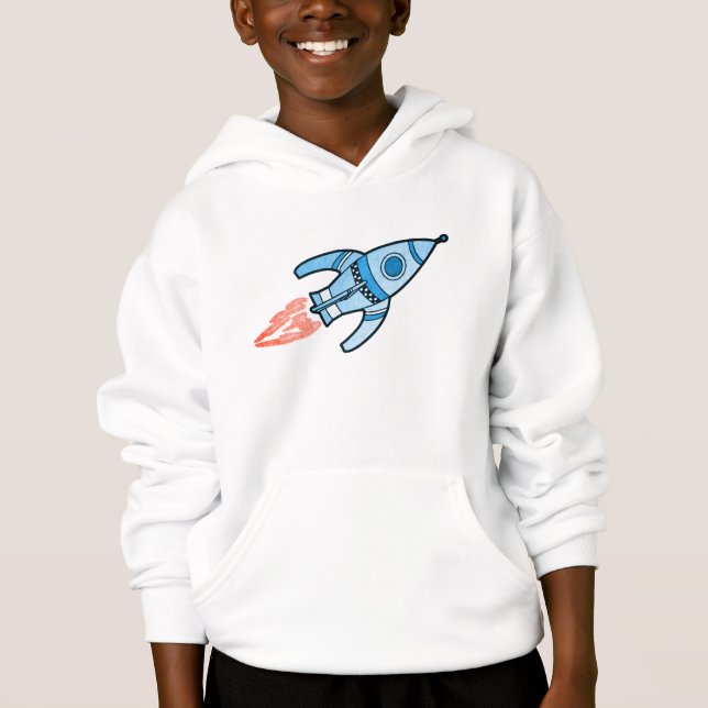 Blaue Raumraketenjungs Hoodie (Vorderseite)