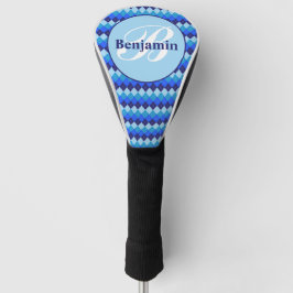 Blaue Raute, Marine, Sky Blue, Blass Mit Monogramm Golf Headcover