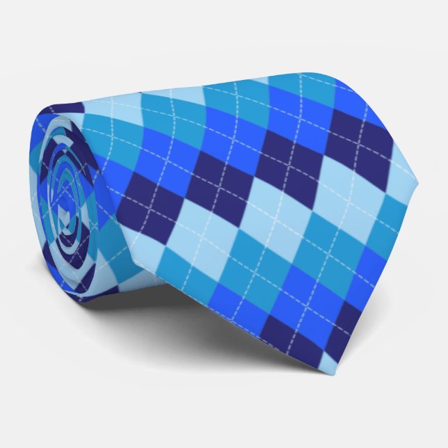 Blaue Raute, Navy, Sky Blue, Blass Blue Krawatte (Gerollt)