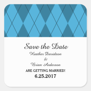 Blaue Raute Save the Date Stickers