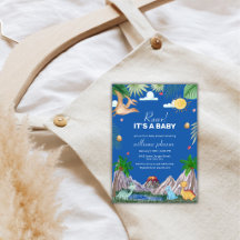 Blaue Rawr-Vulkan-Berg-Dinosaurier-Baby-Party