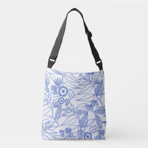 Blaue Reben und Blume Tragetaschen Mit Langen Trägern