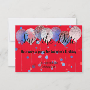 BLAUE RED SPOT BALLOT RED SAVE THE DATE RSVP KARTE