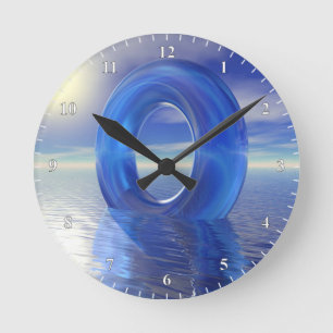 Blaue Reflektionen Runde Wanduhr