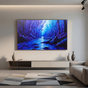 Blaue Reflexionen im mystischen Wald Poster