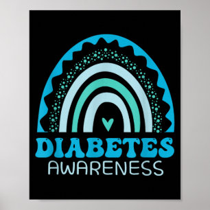 Blaue Regenbogen-Diabetesaufklärung Poster