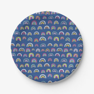 Blaue Regenbogen-Geburtstagsfeier Pappteller