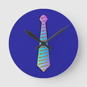 Blaue Regenbogen-Schlips Heimdekoration  Runde Wanduhr