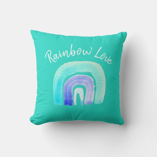 Blaue Regenbogenfarbe Liebe Kissen (Vorderseite)
