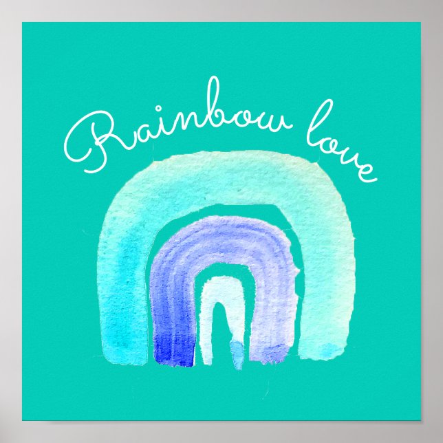 Blaue Regenbogenfarbe Liebe Poster (Vorne)