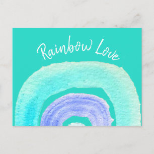 Blaue Regenbogenfarbe Liebe Postkarte