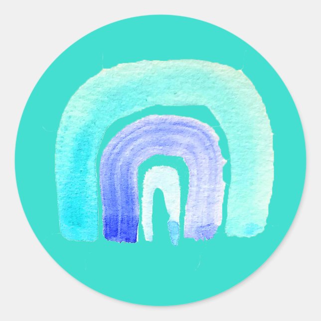 Blaue Regenbogenfarbe Liebe Runder Aufkleber (Vorderseite)