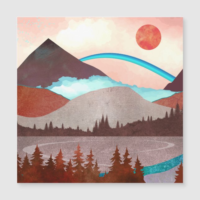 Blaue Regenbogenlandschaft Magnetkarte (Vorderseite)