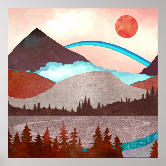 Blaue Regenbogenlandschaft Poster (Vorne)