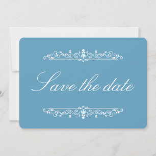 Blaue Regency-Style elegante Save-the-Date-Karte Save The Date