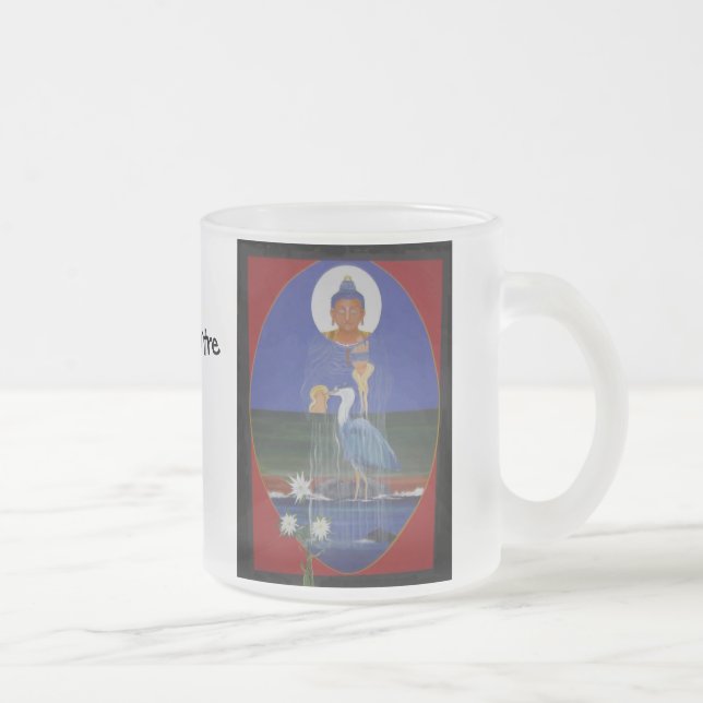 Blaue Reiherzen-Buddhist-Mitte-Kaffee-Tasse Mattglastasse (Rechts)