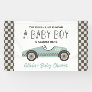 blaue Rennwagen-Baby-Party Banner