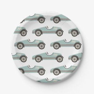 blaue Rennwagen-Geburtstags-Papierteller Pappteller