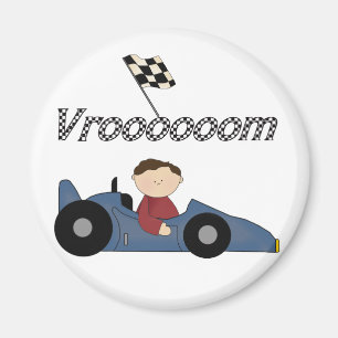 Blaue Rennwagen-T-Shirts und Geschenke Magnet